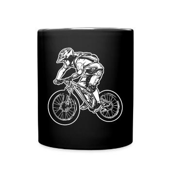 Mountain Biking Cartoon Graphic - Full Colour Mug - black - Front