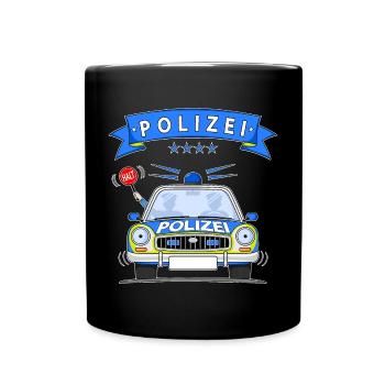 Polizeiauto mit Sirene - Tasse einfarbig - Schwarz - Vorne