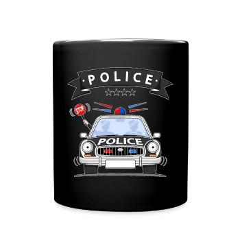 Voiture de police avec sirène noire - Mug uni - noir - Devant