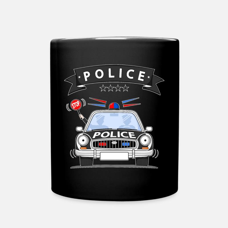 Voiture de police avec sirène noire - Mug uni - noir