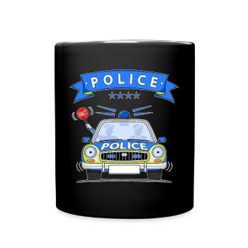Voiture de police avec sirène - Mug uni - noir - Devant