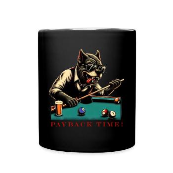 Annoyed and angry billiard playing dog, vintage - Full Colour Mug - black - Front