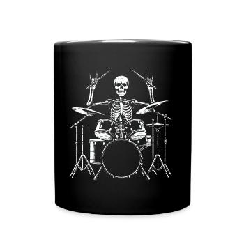 Squelette de crâne de batteur sur la batterie - Mug uni - noir - Devant