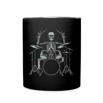 Squelette de crâne de batteur sur la batterie - Mug uni - noir - Devant