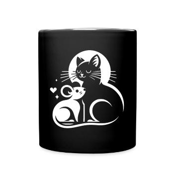 Le chat et la souris dans l’amitié, la paix et l’amour - Mug uni - noir - Devant