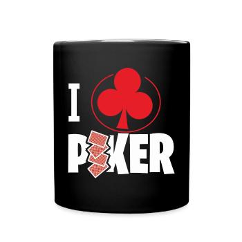 Ich Liebe Poker Mit Herz-Symbol - Tasse einfarbig - Schwarz - Vorne