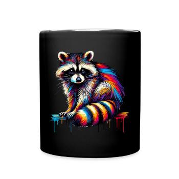 Waschbär - Tasse einfarbig - Schwarz - Vorne