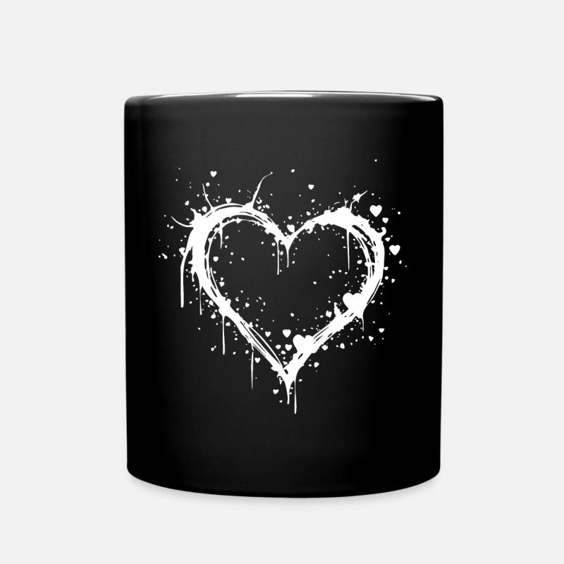 Minimalistisches weißes Herz-Design - Tasse einfarbig - Schwarz