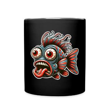 Fisch Crazy - Tasse einfarbig - Schwarz - Vorne
