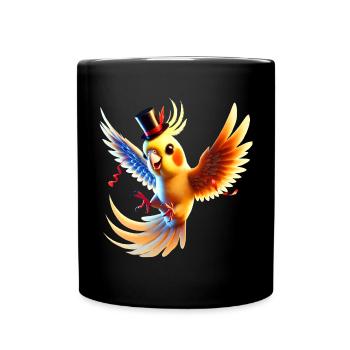Cockatiel is partying - Full Colour Mug - black - Front