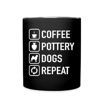 Café Poterie Chiens Argile Céramique Artisanale Artiste - Mug uni - noir - Devant