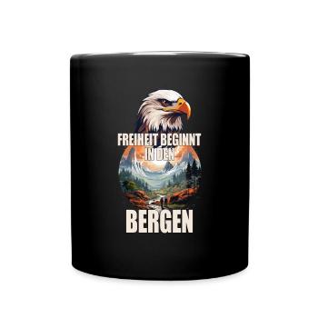 Freiheit beginnt in den Bergen - Tasse einfarbig - Schwarz - Vorne