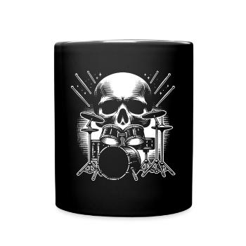 Drums and skull drummer rock band. - Full Colour Mug - black - Front