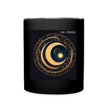 Zwei Spiralen - Mond und Spiralen - Tasse einfarbig - Schwarz - Vorne