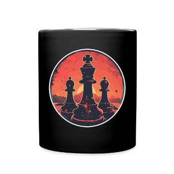 Oldschool Chess Pieces - Full Colour Mug - black - Front