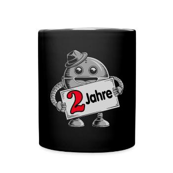Ich bin 2 Jahre zweiter Geburtstag kleiner Roboter - Tasse einfarbig - Schwarz - Vorne
