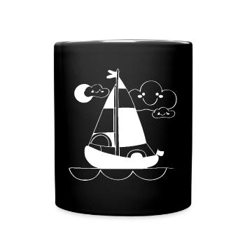 Cartoon Segeln - Tasse einfarbig - Schwarz - Vorne