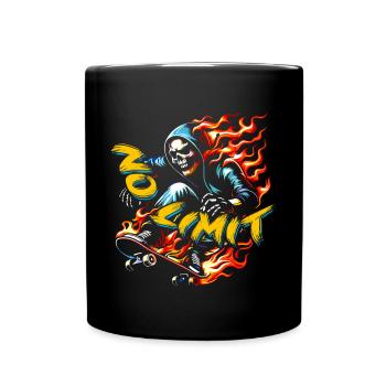 No Limit Skull Skeleton sur skateboard - Mug uni - noir - Devant