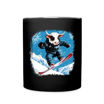 Vaches snowboard - Mug uni - noir - Devant