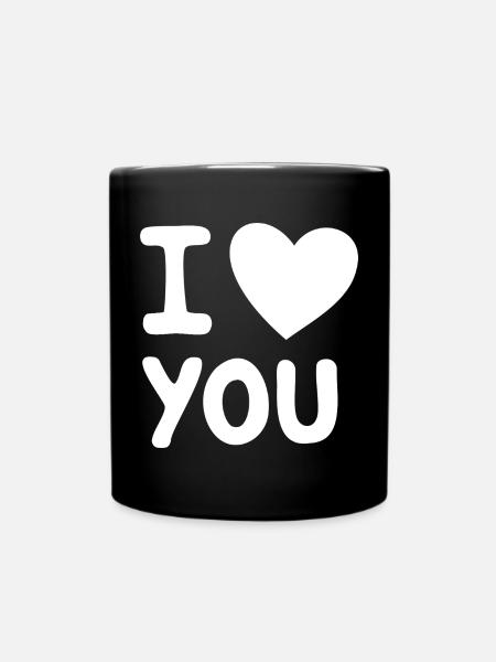 I Love You, White - Full Colour Mug - black
