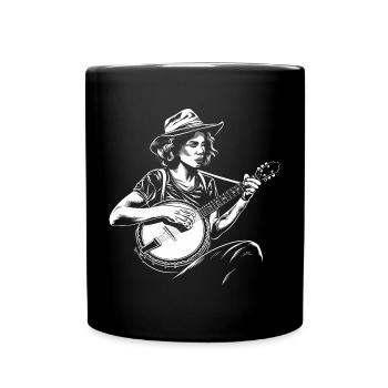 Banjo Player Sketch - Full Colour Mug - black - Front