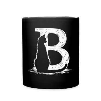 Buchstabe B mit Katze - Tasse einfarbig - Schwarz - Vorne