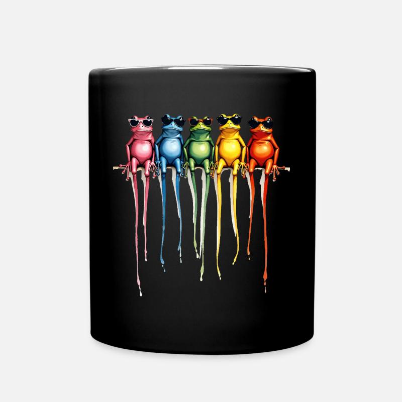 Coole Regenbogen-Frösche - Tasse einfarbig - Schwarz