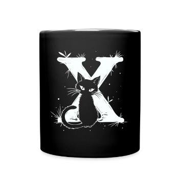 Lettre X avec chat - Mug uni - noir - Devant