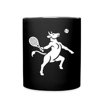 Kuh Tennis Tennisball Balancieren Horn Silhouette - Tasse einfarbig - Schwarz - Vorne