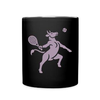 Cow Tennis Tennis Ball Balancing Horn Silhouette - Full Colour Mug - black - Front