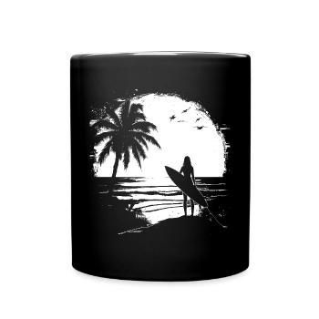 Surfing Girl Sketch - Full Colour Mug - black - Front