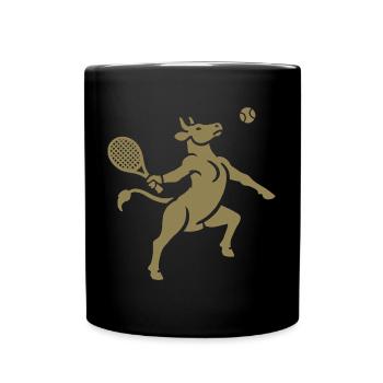 Kuh Tennis Tennisball Balancieren Horn Silhouette - Tasse einfarbig - Schwarz - Vorne