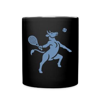 Cow Tennis Tennis Ball Balancing Horn Silhouette - Full Colour Mug - black - Front