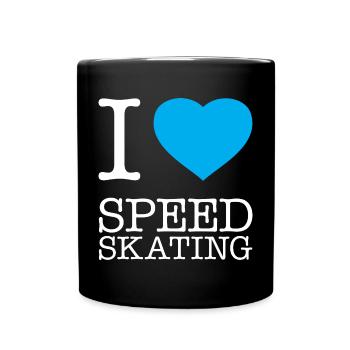I LOVE SPEED SKATING Eisschnellauf - Tasse einfarbig - Schwarz - Vorne