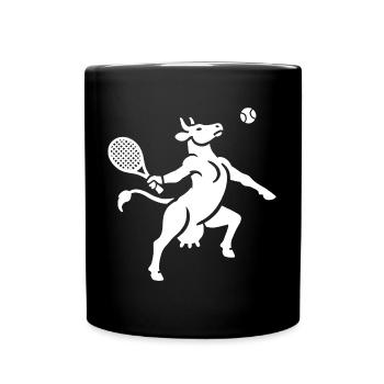 Cow Tennis Balloon Silhouette Minimalist - Full Colour Mug - black - Front
