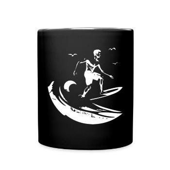 Surfing Zeichnung - Tasse einfarbig - Schwarz - Vorne