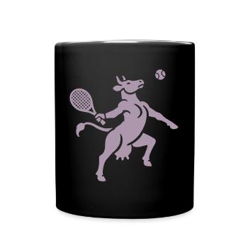 Cow Tennis Balloon Silhouette Minimalist - Full Colour Mug - black - Front