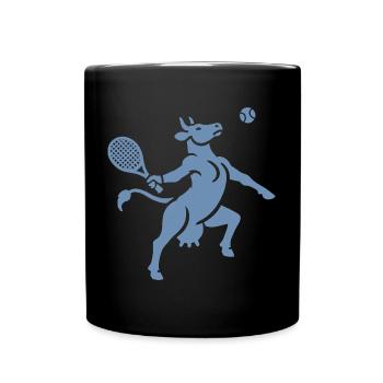 Cow Tennis Balloon Silhouette Minimalist - Full Colour Mug - black - Front