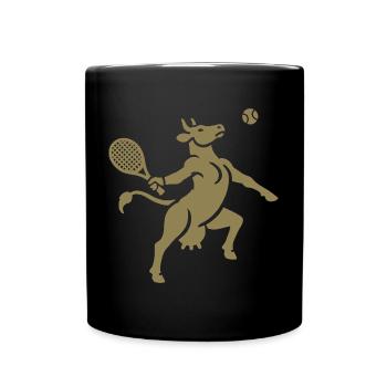 Cow Tennis Balloon Silhouette Minimalist - Full Colour Mug - black - Front