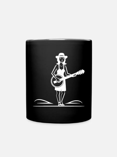Banjo Spielerin Skizze - Tasse einfarbig - Schwarz