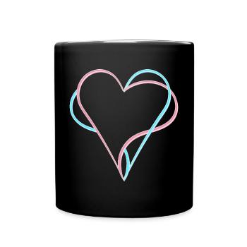 Coeurs entrelacés bleu rose - Mug uni - noir - Devant