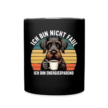 Ich Bin Nicht Faul Deutsch Drahthaar Jagdhund - Tasse einfarbig - Schwarz - Vorne