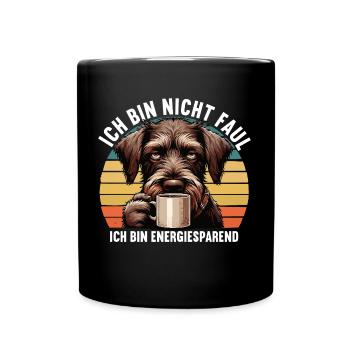 Ich Bin Nicht Faul Deutsch Drahthaar Jagdhund - Tasse einfarbig - Schwarz - Vorne