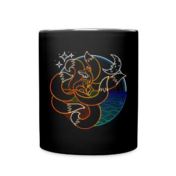 7 Tailed Fox - Farbe für Schwarz - DIGITAL - Tasse einfarbig - Schwarz - Vorne