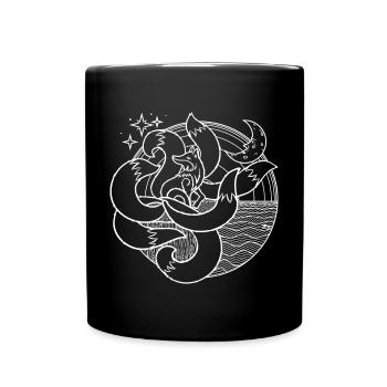 7 Tailed Fox - Weiß für Schwarz - DIGITAL - Tasse einfarbig - Schwarz - Vorne