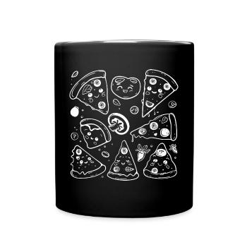 Style de dessin animé de pizza - Mug uni - noir - Devant