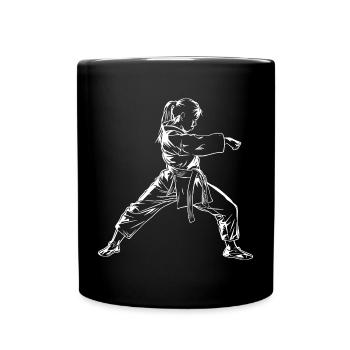 Karate Mädchen Skizze - Tasse einfarbig - Schwarz - Vorne