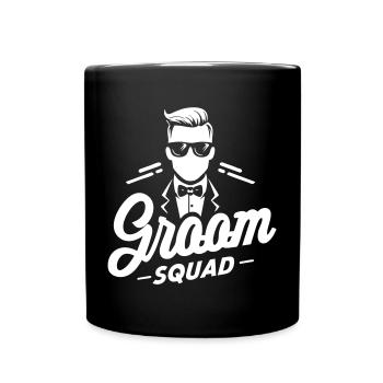 Bräutigam „Groom Squad“-Logo mit Anzug und Fliege - Tasse einfarbig - Schwarz - Vorne