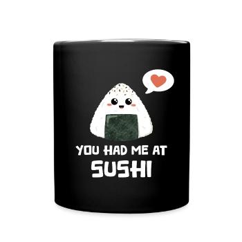 Sushi onigiri Spruch lustig - Tasse einfarbig - Schwarz - Vorne