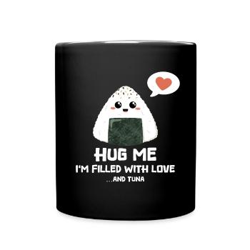 Hug me - Onigiri rempli d’amour et de thon - Mug uni - noir - Devant